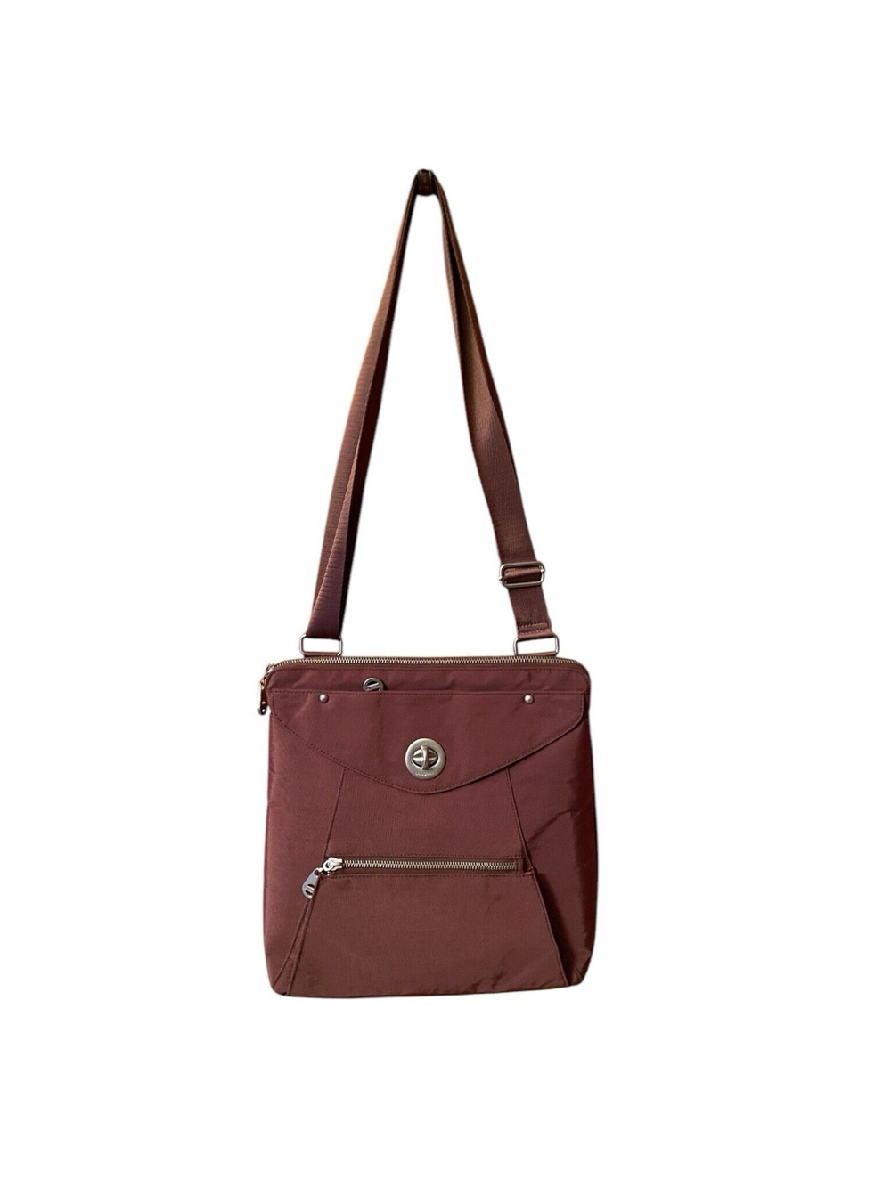 Baggallini Large Brown Crossbody Turn-lock Bag /Travel / Carrier for sm Tablet